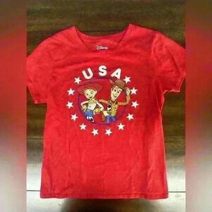 Women’s size small Disney World, toy story, USA, Woody, and Jessie T-shirt